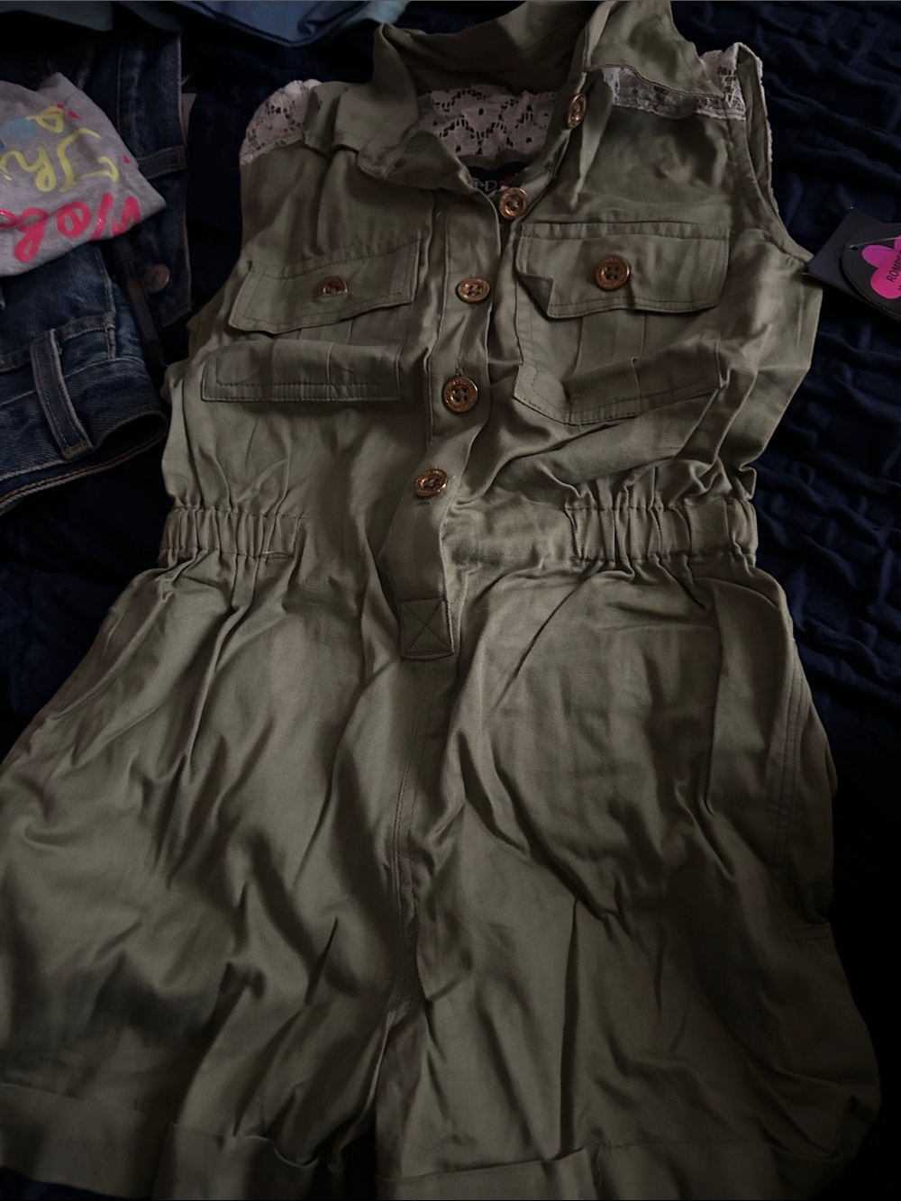 The Limited Olive Green Girls' Utility Romper One-Piece